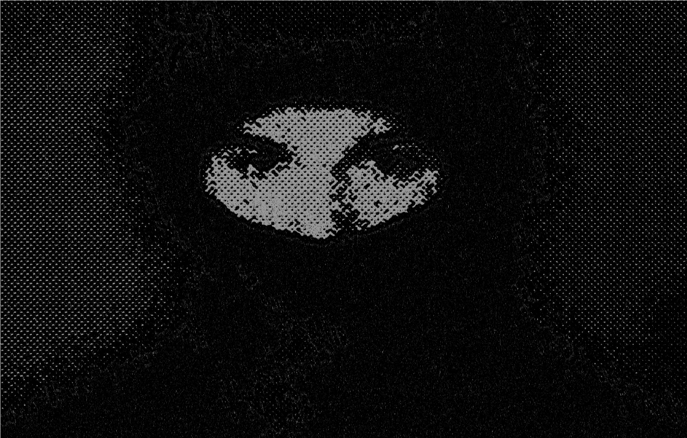A high-contrast halftone image of eyes framed by a balaclava, the event’s visual motif.